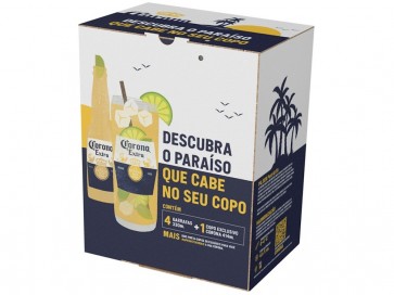 Cerveja Corona Extra 330ml C/4 + Copo