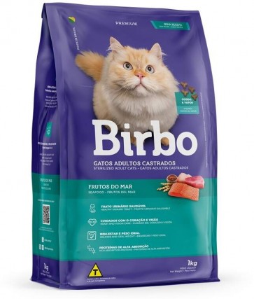 Alimento p/ Gatos Castrados Frutos do Mar Birbo 1kg