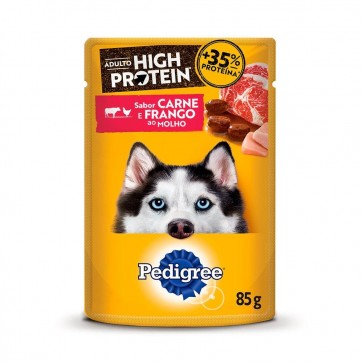 Alimento pra Cão Adulto Pedigree High Protein Sabor Carne e Frango ao Molho 85g