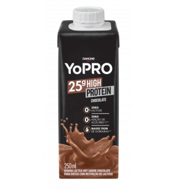 Bebida Láctea Danone Yopro Chocolate Zero Lactose 25g High Protein 250ml