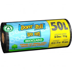 Saco p/ Lixo Super Forte RECICLADO PRETO Dover Roll AZUL c/50L c/30uni