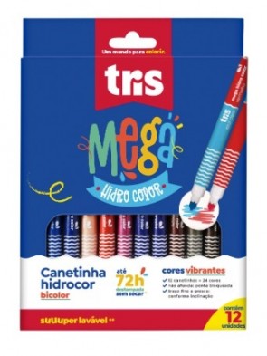 Kit Canetinha Hidrocor Bicolor Tris C/12 