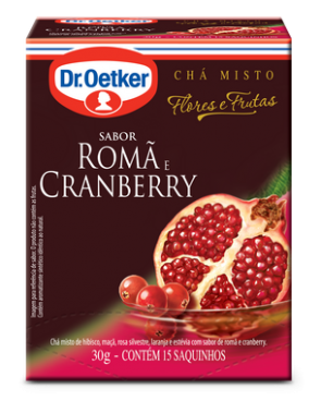 Chá Dr Oetker Romã e Cranberry 15 Saquinhos 