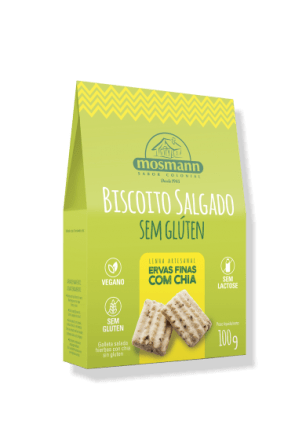 Biscoito Ervas Finas C/Chia S/Glúten S/Lactose Vegano Mosmann 100g