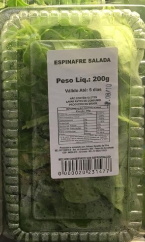 Espinafre Salada Urbano 200g (caixinha descartável)