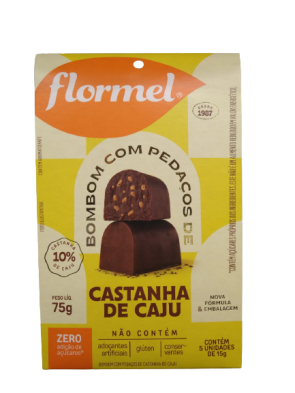 Bombom Flormel Castanha de Caju Zero Açúcar 75gr