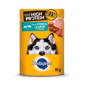 Alimento pra Cão Adulto Pedigree High Protein Sabor Porco e Carne ao Molho 85g