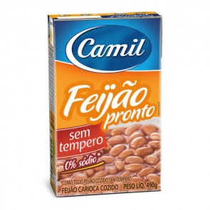 Feijão Carioca pronto S/Tempero Camil 490g