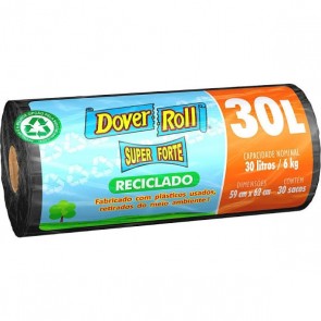 Saco p/ Lixo Super Forte RECICLADO PRETO Dover Roll AZUL c/30L c/30uni