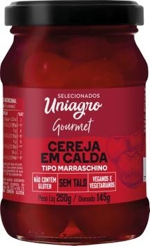 Cereja em Calda Tipo Maraschino Uniagro Gourmet 145g
