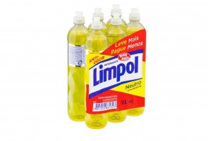 Detergente Liquido Limpol Neutro 500ml Pack C/6